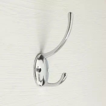 Крючок мебельный ТУНДРА TKd=012, двухрожковый, хром