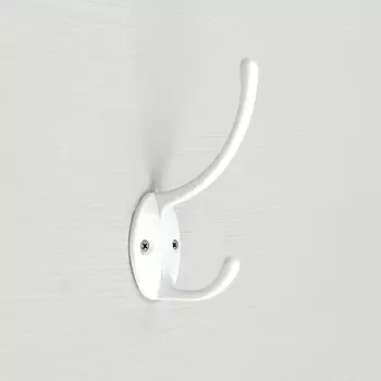 Крючок мебельный ТУНДРА TKd=012, двухрожковый, белый