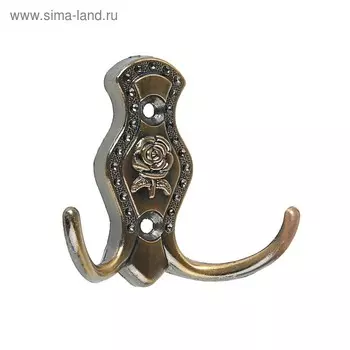 Крючок мебельный ТУНДРА TKd=023, двухрожковый, бронза