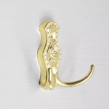 Крючок мебельный ТУНДРА TKd=023, двухрожковый, золото