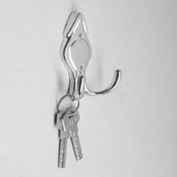 Крючок мебельный ТУНДРА TKd=025, двухрожковый, хром