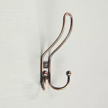 Крючок мебельный ТУНДРА TKT002, трехрожковый, медь