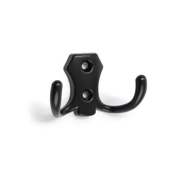 Крючок мебельный ТУНДРА КМ201BL, двухрожковый, черный