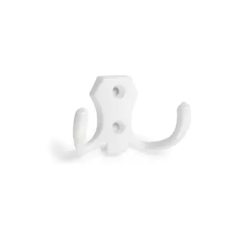 Крючок мебельный ТУНДРА КМ201WH, двухрожковый, белый