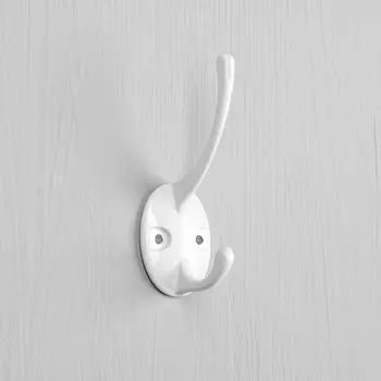 Крючок мебельный ТУНДРА TKd=002 LIGHT, двухрожковый, белый, 4 шт. TMP