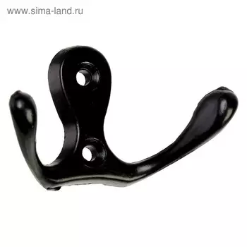 Крючок мебельный ТУНДРА TKd=003, двухрожковый, черный, 5 шт.