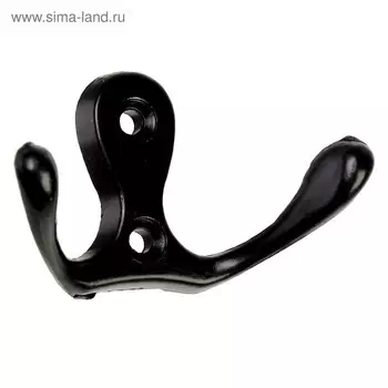 Крючок мебельный ТУНДРА TKd=003, двухрожковый, черный, 5 шт. TMP