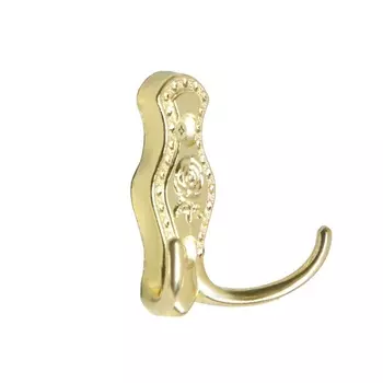 Крючок мебельный ТУНДРА TKd=023, двухрожковый, золото, 4 шт. TMP