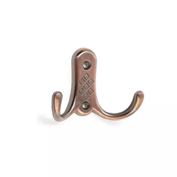 Крючок мебельный ТУНДРА TKd=024 LIGHT, двухрожковый, медь