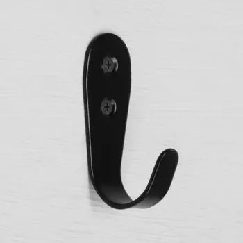 Крючок мебельный ТУНДРА TKO016, однорожковый, черный, 10 шт.