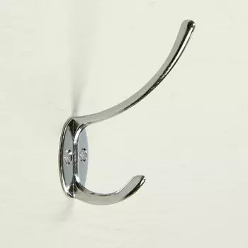 Крючок мебельный ТУНДРА TKd=014, двухрожковый, хром, 100 шт.