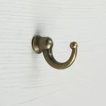 Крючок мебельный ТУНДРА TKO022, однорожковый, бронза, 25 шт.