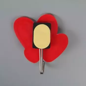 Крючок на липучке «Влюблённые», силикон, цвет красный