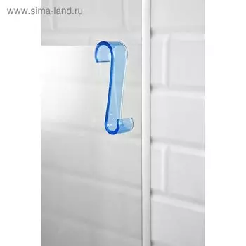 Крючок надверный S- образный, цвет прозрачно-синий