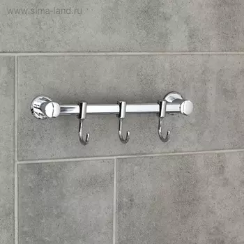 Крючок настенный на планке, двигающийся, Accoona A163-3, 3 шт, цвет хром
