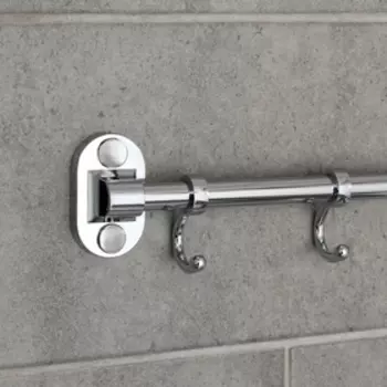 Крючок настенный на планке, двигающийся, Accoona А166-6, 6 шт, цвет хром