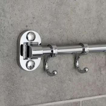 Крючок настенный на планке, двигающийся, Accoona A166-8, 8 шт, цвет хром