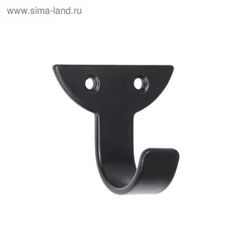 Крючок мебельный ТУНДРА TKO002, однорожковый, черный, 20 шт.