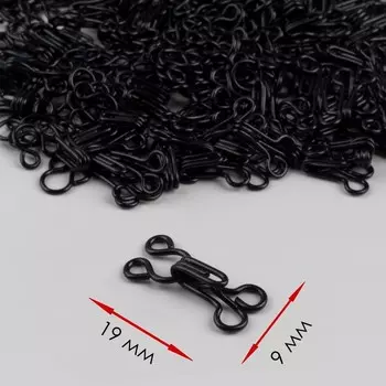 Крючок пришивной №3, 19 9 мм, 100 шт, цвет чёрный