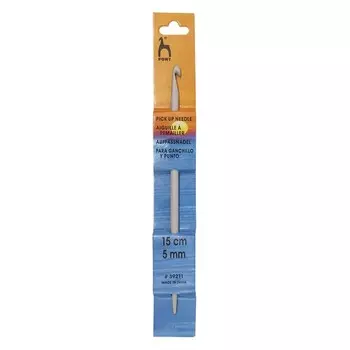 Крючок-спица вязальный 5,00 мм/15 см, алюминий