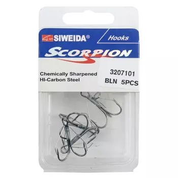 Крючок тройной-незацепляйка SIWEIDA "SCORPION" WEEDLESS TREBLE №1BLN (5шт.)