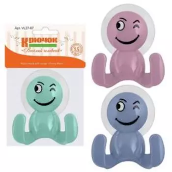 Крючок «Веселый человечек», на присоске, МИКС