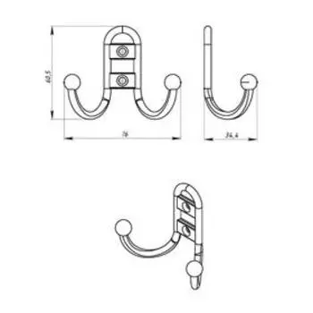Крючок-вешалка №13, цвет хром, 100 шт