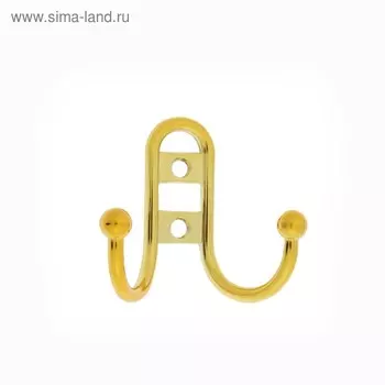 Крючок мебельный ТУНДРА TKd=016, двухрожковый, золото