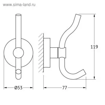 Крючок-вешалка, хром, ARTWELLE