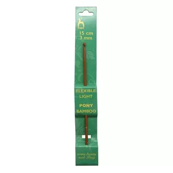 Крючок вязальный 3,00ммx15см, бамбук PONY