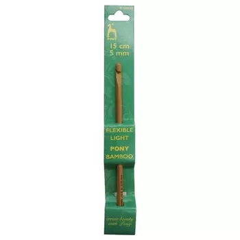 Крючок вязальный 5,00ммx15см, бамбук PONY