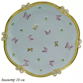 Круглое блюдо Lenardi «Бабочки», d=18 см, цвет ментол