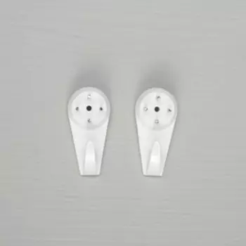 Крюк для картины пластмассовый, большой белый, 2 шт.