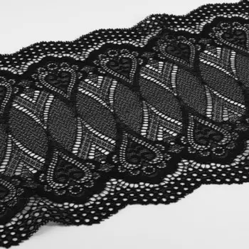 Кружевная эластичная ткань, 185 мм 2,7 ± 0,5 м, цвет чёрный