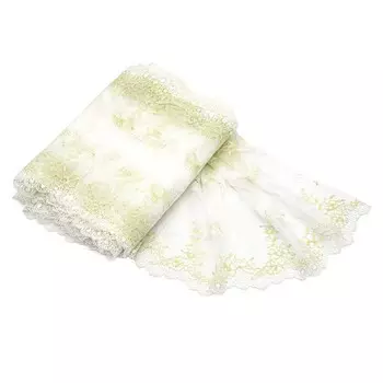 Кружево 24 см/10 м (белый/св-зелёный)