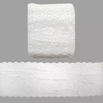 Кружево эластичное 15,5 см/13,72 м (белый)