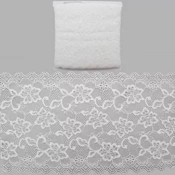 Кружево эластичное 185 мм/15 м (белый)