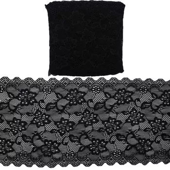 Кружево эластичное 185 мм/15 м (чёрный)