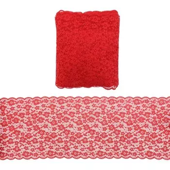 Кружево эластичное 19,5 см/13,72 м (красный)