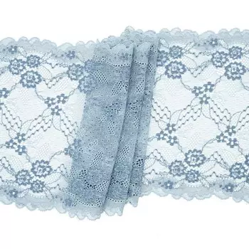 Кружево эластичное 20смx10м, сине-голубой