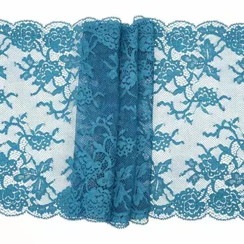 Кружево эластичное 23,5смx10м, т.голубой