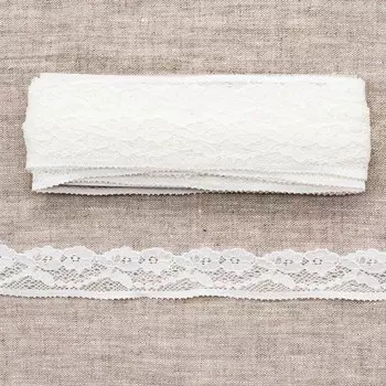 Кружево эластичное 30 мм/6,8 м (+/- 4 см), белый