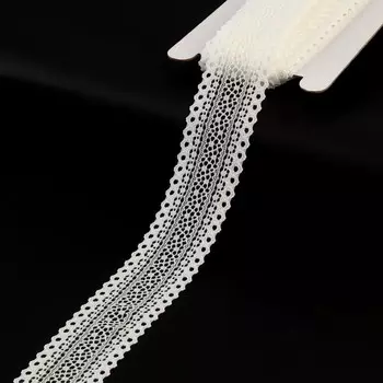 Кружево эластичное, 40±5 мм 10 ± 1 м, цвет белый