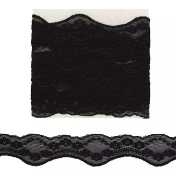 Кружево эластичное 40 мм/3,4 м (+/- 4 см), чёрный
