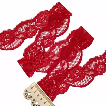 Кружево эластичное 5,2 см/10 м (красный)