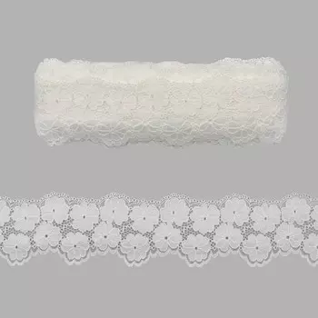 Кружево эластичное 7 см/13,72 м (белый)