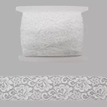 Кружево эластичное, LAEC7021, 50 мм/20 м (белый)