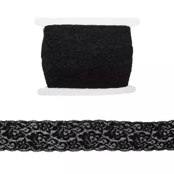 Кружево эластичное, LAEC7021, 50 мм/20 м (чёрный)