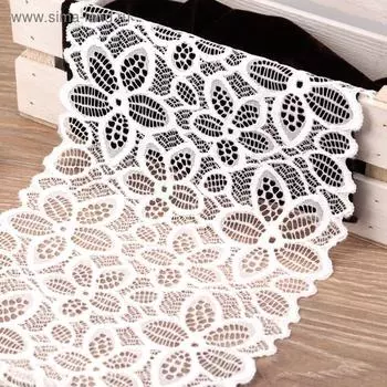 Кружево эластичное «Пятилистник», 170 мм × 2,7 ± 0,5 м, цвет айвори