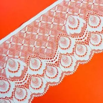 Кружево эластичное, размер 9,5 см, цвет белый